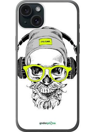 Чохол на iphone 15 plus череп в окулярах і навушниках "4144u-3097-10746"