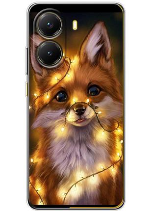 Чехол силиконовый с картинкой на xiaomi poco x7 pro (новогодний, лисичка)