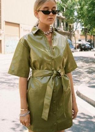 Лакована сукня сорочка з поясом nasty gal 10 (s-m)