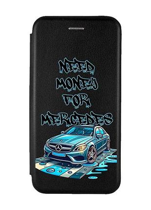Чехол-книжка черный с рисунком на samsung galaxy m34 5g хочу мерседес (принт 387)