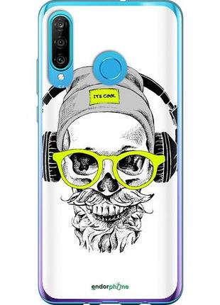 Чехол на huawei p30 lite череп в очках и наушниках "4144u-1651-10746"