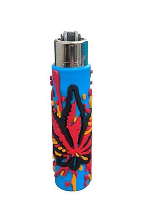 Зажигалка clipper rasta leaf silicone cover ( в силиконовом чехле 4 )