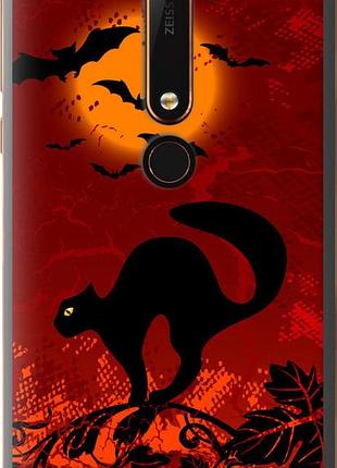 Чохол на nokia 6 2018 чорна кішка під місяцем "1190u-1386-10746"