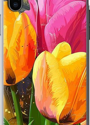 Чехол на iphone x нарисованные тюльпаны "5990u-1050-10746"
