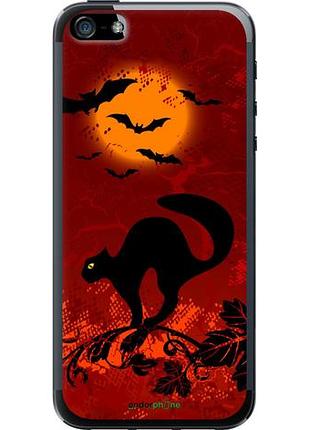 Чехол на iphone se чёрная кошка под луной "1190u-214-10746"