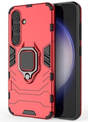 Чехол fiji ring для samsung galaxy s25 plus (s936) бронированный бампер с кольцом подставкой красный