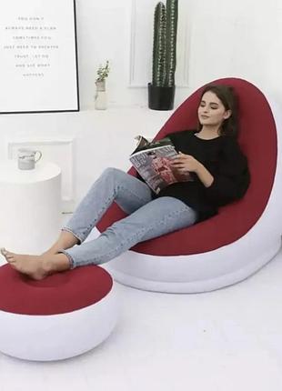 Надувное кресло с пуфом-подставкой для ног c насосом air sofa art 9233 (10)