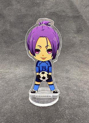 Акриловая коллекционная фигурка chibi аниме: blue lock рео микаге 10 см