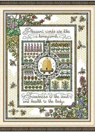 Набір для вишивання за нанесеною на канву схемою "the world of bees".aida 14ct printed , 33*41 см
