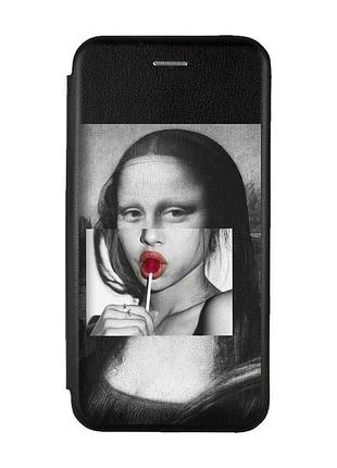 Чехол-книжка черный с рисунком на samsung galaxy m34 5g современная мона лиза (принт 351)