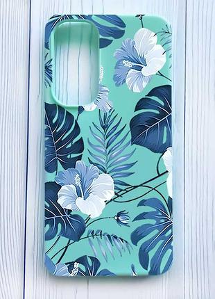 Матовый бирюзовый чехол на samsung galaxy a35 (a356) тропики (принт 373)