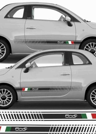 Наклейки на авто " fiat 500 + флаг италии " 10х180 см на две стороны