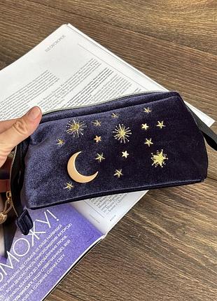 Косметичка оксамитова синя 20 см на 10 см
