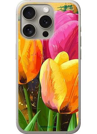 Чохол на iphone 15 pro намальовані тюльпани "5990u-3096-10746"