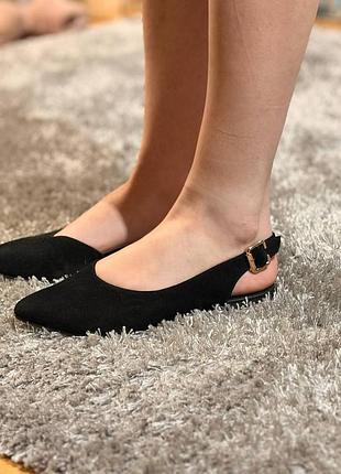 Замшевые балетки с открытой пяткой (slingback)