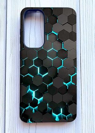 Матовый черный чехол на samsung galaxy a35 (a356) соты 3d (принт 357)