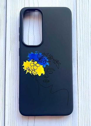 Матовый черный чехол на samsung galaxy a35 (a356) украинка арт (принт 3)