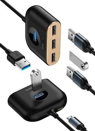 Usb-хаб baseus square round box 4-port usb-a black 1м (cahub-ay01)