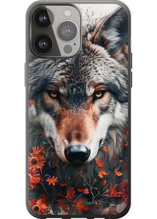 Чехол на iphone 13 pro max wolf and flowers "6056u-2371-10746"