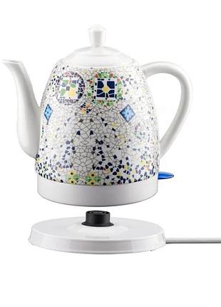 Электрический кухонный керамический чайник с мозаикой на 1,4л ms 7837 1000w