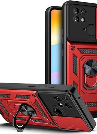Чехол fiji camera defence для xiaomi redmi 10c бампер с защитой камеры red