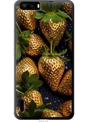 Чехол на huawei honor 6 plus золотая клубника "5637u-179-10746"