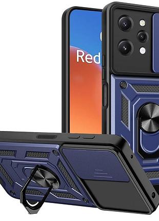 Чехол fiji camera defence для xiaomi redmi 12 бампер с защитой камеры и подставкой dark blue