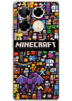 Чехол силиконовый с картинкой на infinix note 40 pro (майнкрафт, minecraft)