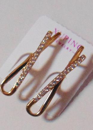 Серьги с цирконами xuping 25х5 мм кс322