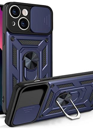 Чехол fiji camera defence для apple iphone 13 бампер с защитой камеры и подставкой dark blue