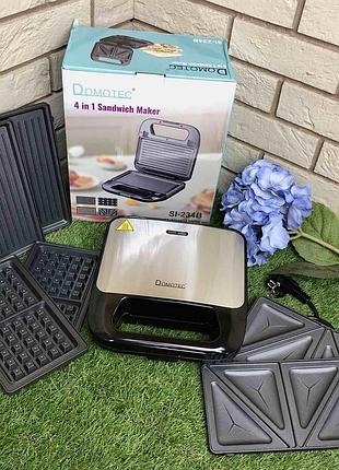 Вафельница-сендвичница 4в1 domotec si-234b 1200w