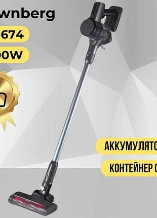 Пилосос ручний акумуляторний crownberg cb-674 2500 вт циклонний фільтр контейнер на 0,5 л підсвічування щітки