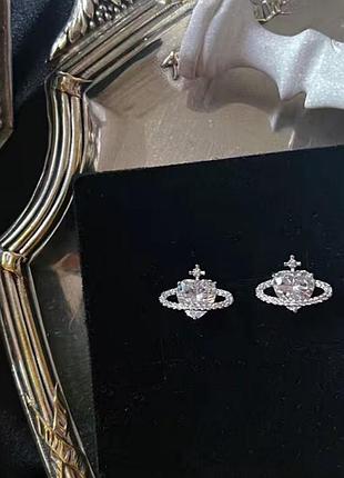 Сережки планета з кристалом