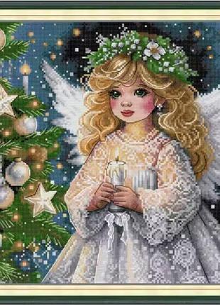 Набір для вишивання за нанесеною на канву схемою "christmas angel". aida 14ct printed , 34*34 см
