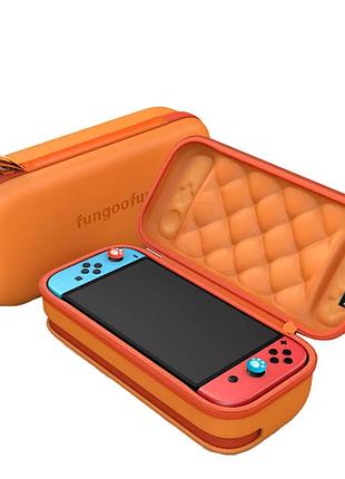 Сумка чохол для приставки кейс fungoofun для консолі nintendo switch і аксесуарів на 2 відділення, помаранчевий