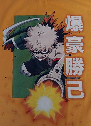 Яркая оранжевая футболка my hero academia — katsuki bakugo размер xl 6