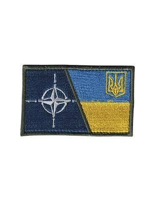 Шеврон всу, военный / армейский, украина-нато флаг, на липучке, 5 см * 8см
