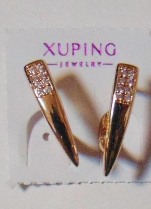 Серьги с цирконами xuping 17х3 мм кс349