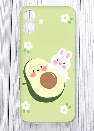 Чехол на iphone 16 plus авокадо и зайчонок (принт 311)