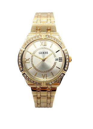 Часы женские наручные guess (гесс), золотистые с белым циферблатом ( код: ibw912yo )
