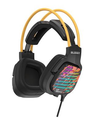 Гарнитура bloody g565 (energy black) игровые наушники с микрофоном, hi fi, 7.1 виртуальный звук, rgb подсветка, usb