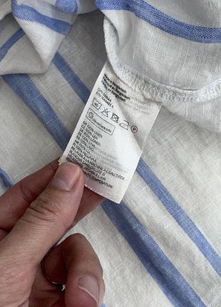 Сукня сорочка біла в синю смужку льон h&m жіноча м 6
