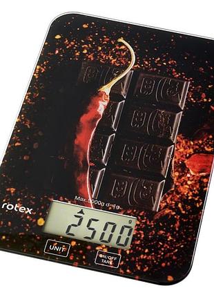 Весы кухонные стеклянные до 5 кг rotex rsk14-p pepper