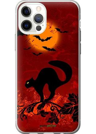 Чехол на iphone 12 чёрная кошка под луной "1190u-2053-10746"