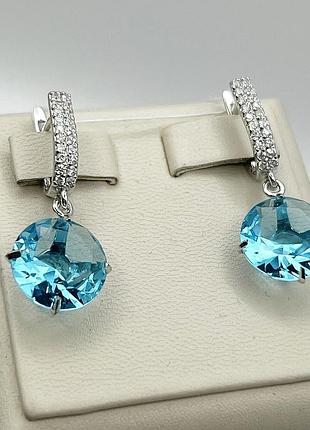 Сережки серебряные с кубическим цирконием "симона" 7,09 г