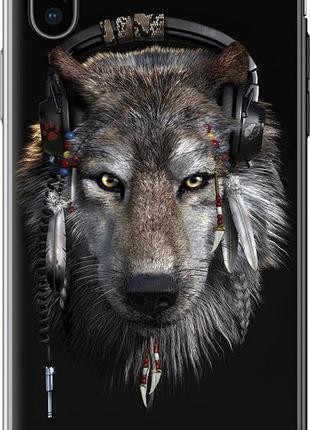Чехол на iphone x волк-меломан "875u-1050-10746"