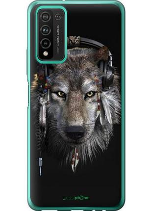 Чехол на huawei honor 10x lite волк-меломан "875u-2198-10746"