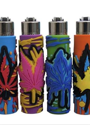 Набор зажигалок clipper rasta leaf silicone cover ( в силиконовом чехле 6шт )