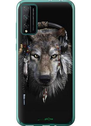 Чехол на huawei honor play 4t pro волк-меломан "875u-1914-10746"