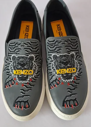 Kenzo tiger новые кожаные слипоны сникерсы лоферы размер 38 37,5 6